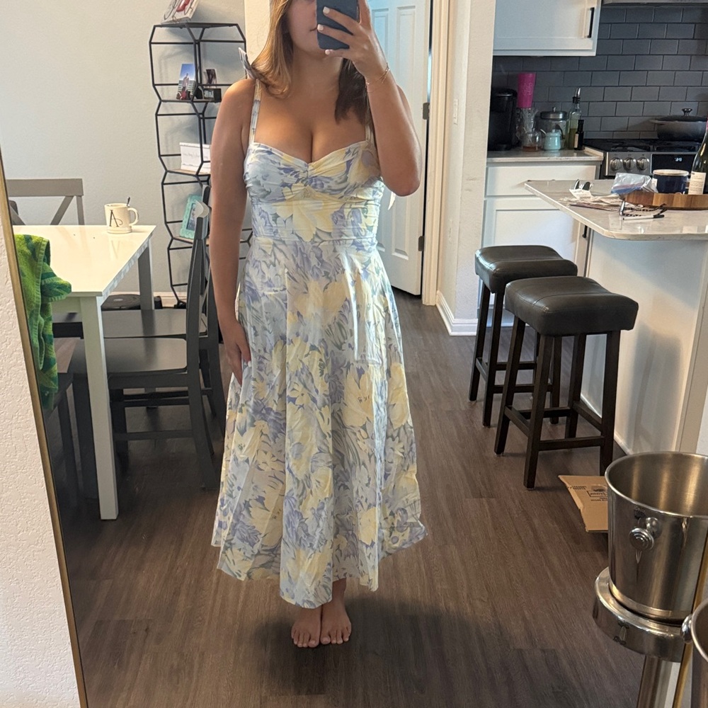 Hello Molly Blue and Yellow Floral Midi Dress - Picture 4 of 4